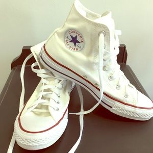 Converse white high tops size 8 women’s